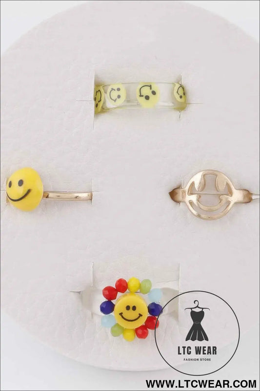 Smiley Face Rings Set