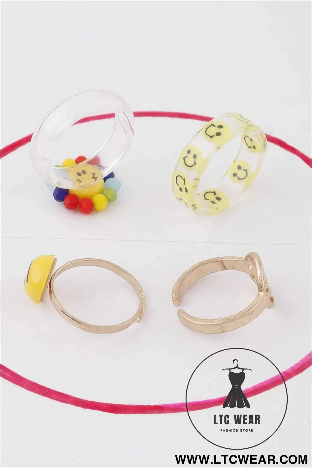 Smiley Face Rings Set