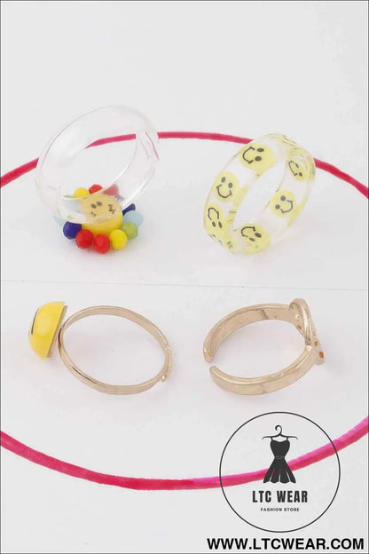 Smiley Face Rings Set