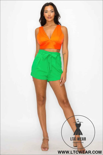 Smock V-neck Satin Bra Top