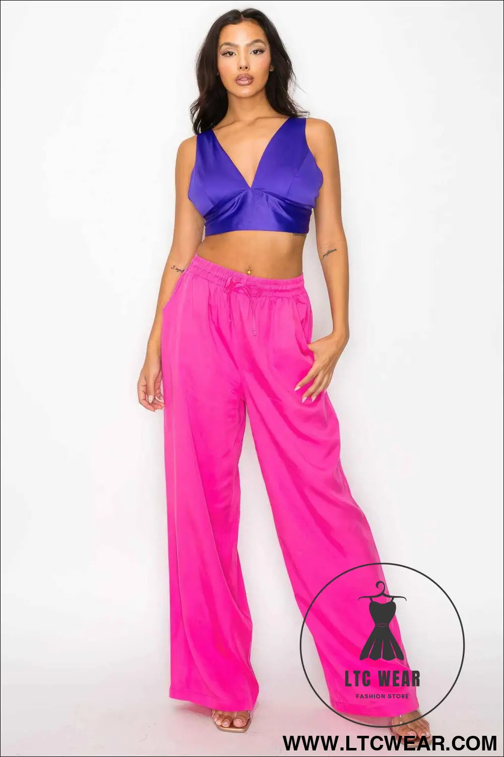 Smock V-neck Satin Bra Top