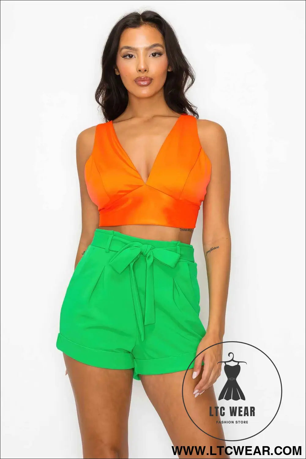 Smock V-neck Satin Bra Top
