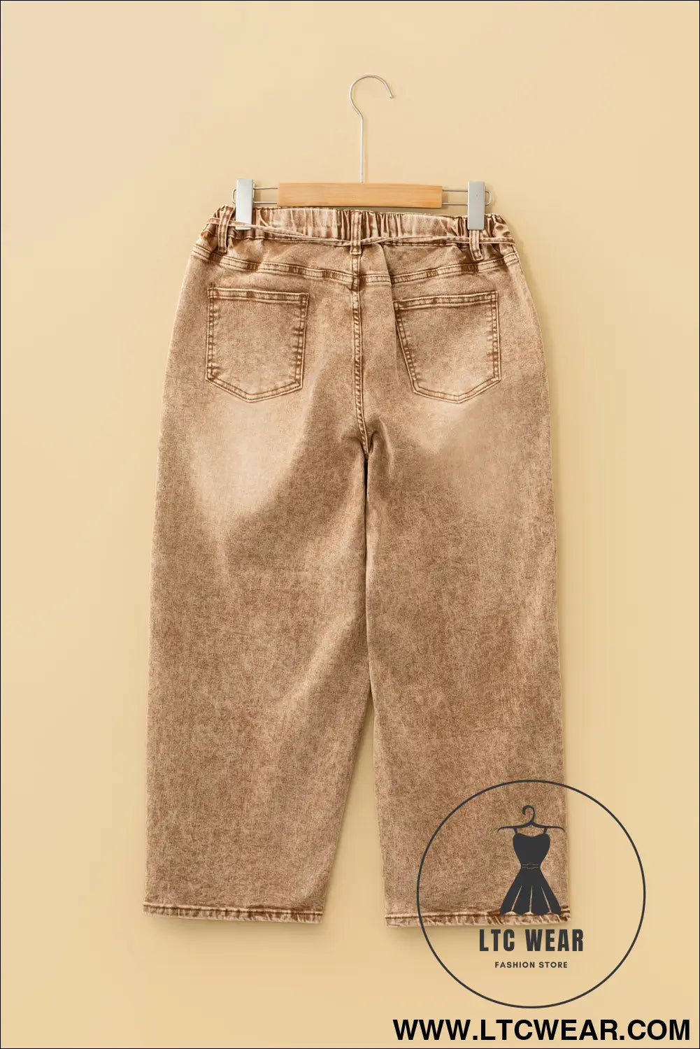 Smoke gray acid wash tie waist denim pants - jeans