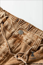 Smoke gray acid wash tie waist denim pants - jeans