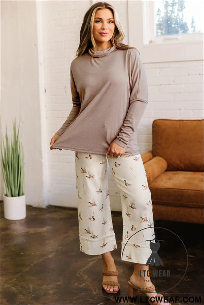 Smoke gray high neck long sleeve shift blouse - long sleeve tops