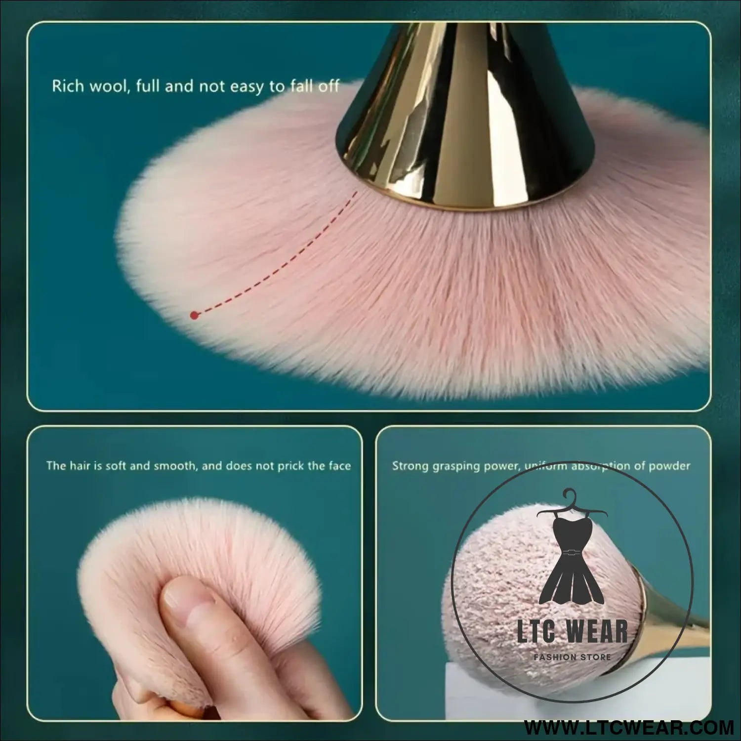Soft Rose Golden Brush Set: Highlight, Blush & Powder - L.T.C Wear Online Fashion Store