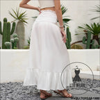 Solid color strapless multi-way wear high waist mid-length dress