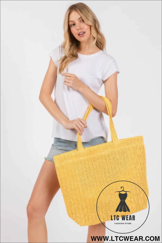 Solid Crochet Straw Bag