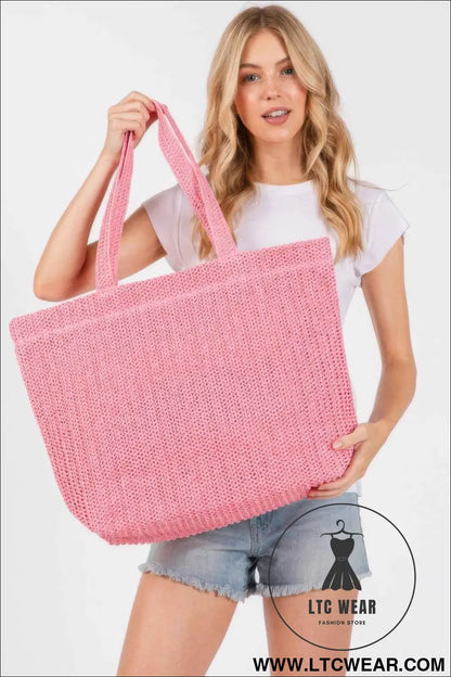 Solid Crochet Straw Bag