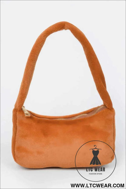 Solid Faux Fur Shoulder Bag for Stylish Everyday Use