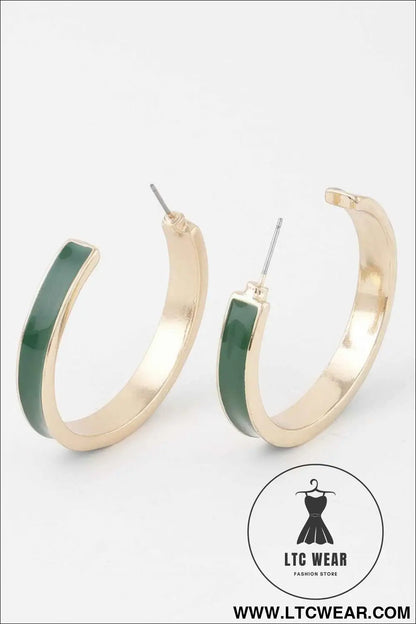 Solid Lined Hoop Earrings