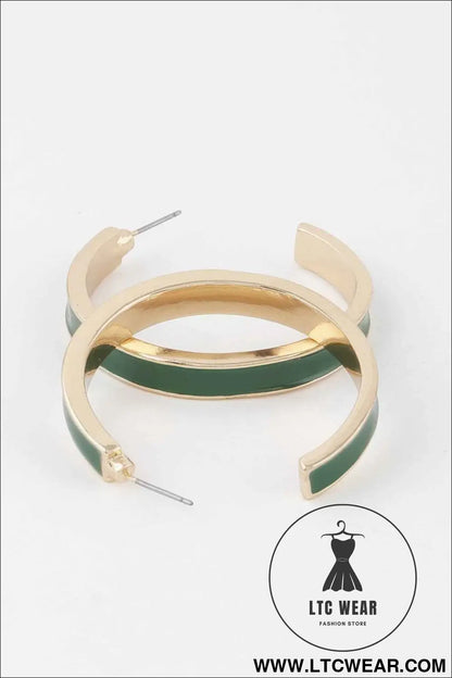 Solid Lined Hoop Earrings