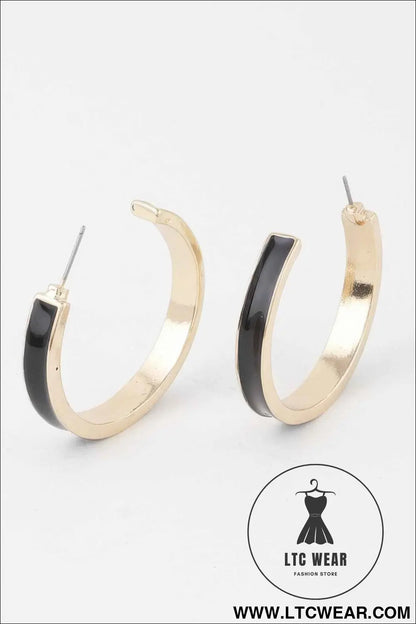 Solid Lined Hoop Earrings