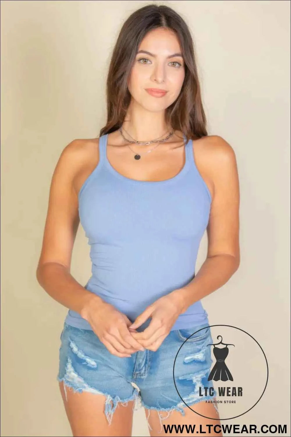 Solid Ribbed Knit Cami Top
