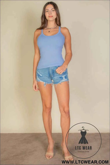 Solid Ribbed Knit Cami Top