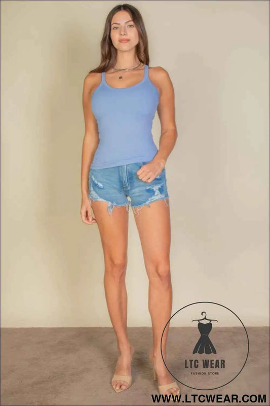 Solid Ribbed Knit Cami Top