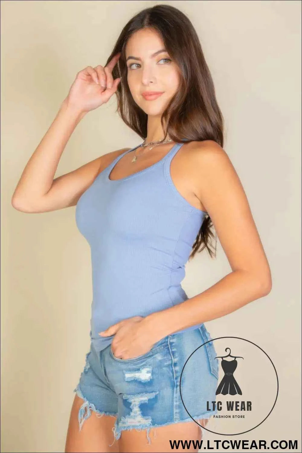Solid Ribbed Knit Cami Top