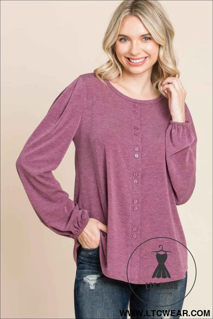 Solid Tr Spandex Long Sleeve Top