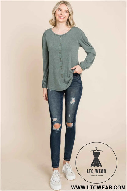 Solid Tr Spandex Long Sleeve Top
