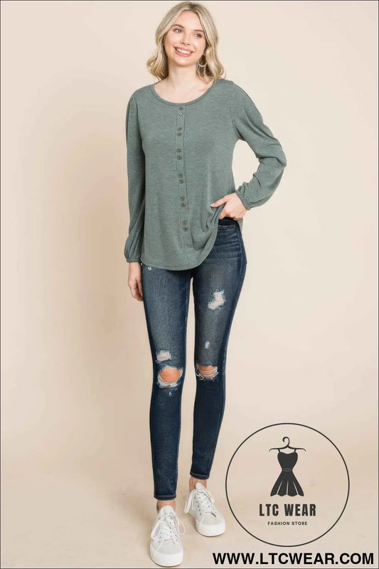 Solid Tr Spandex Long Sleeve Top