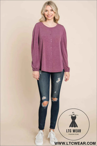 Solid Tr Spandex Long Sleeve Top