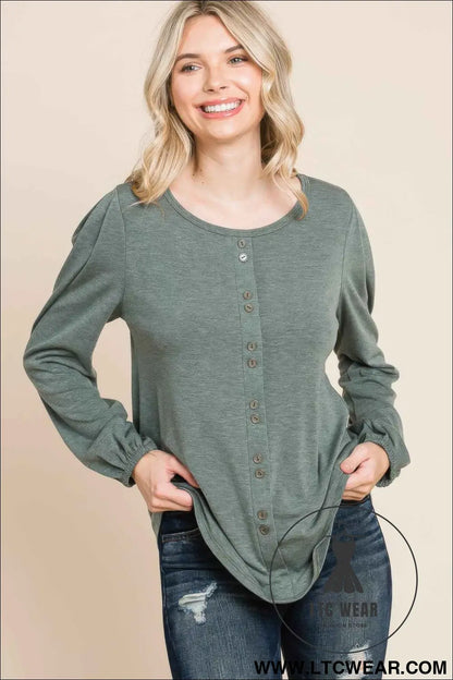 Solid Tr Spandex Long Sleeve Top