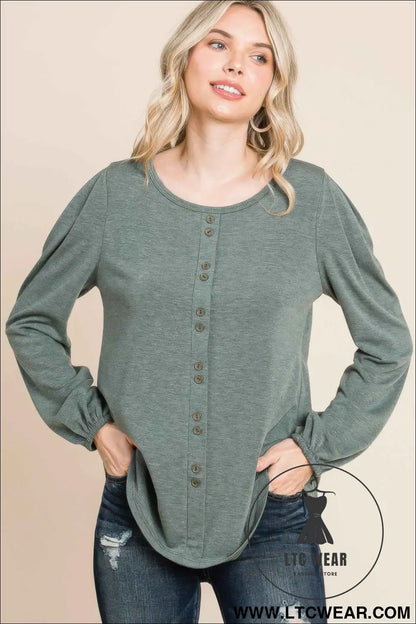 Solid Tr Spandex Long Sleeve Top
