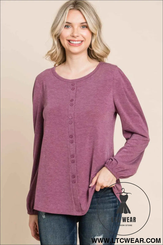 Solid Tr Spandex Long Sleeve Top