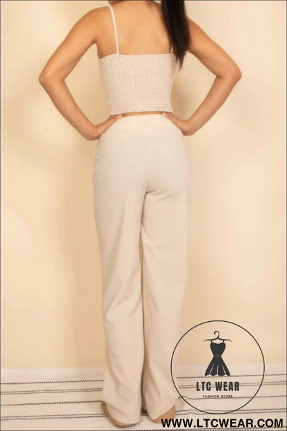 Spaghetti Strap Bralette Top & Wide Leg Pants Set