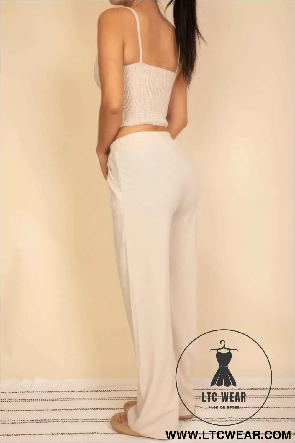 Spaghetti Strap Bralette Top & Wide Leg Pants Set