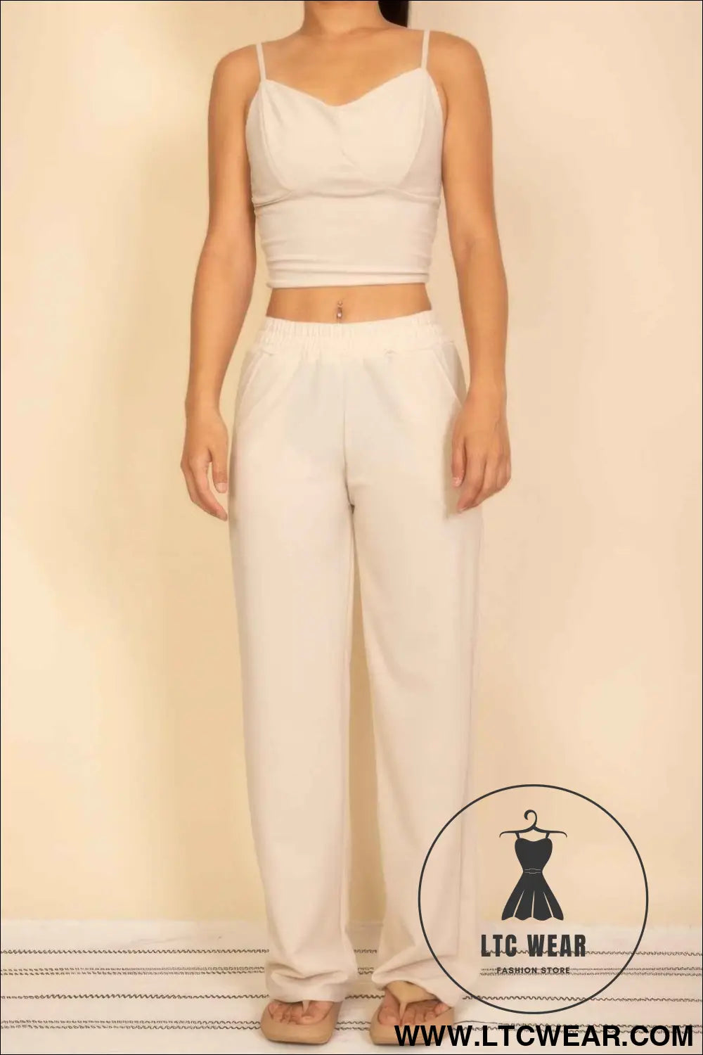 Spaghetti Strap Bralette Top & Wide Leg Pants Set