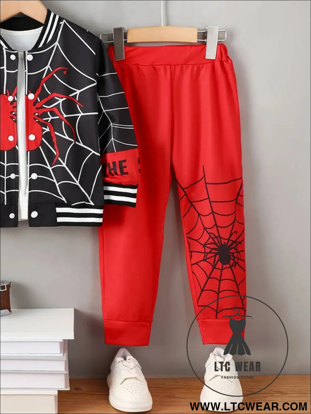 Spider baseball collar top and pants set
