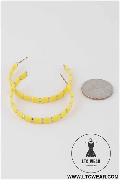 Square Beaded Hoop Earrings