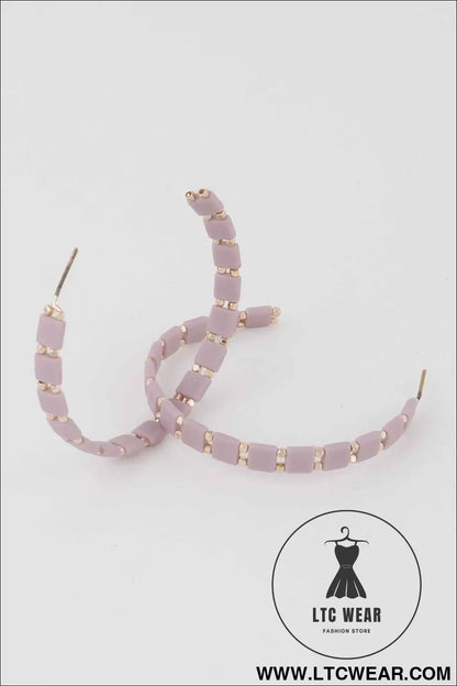 Square Beaded Hoop Earrings