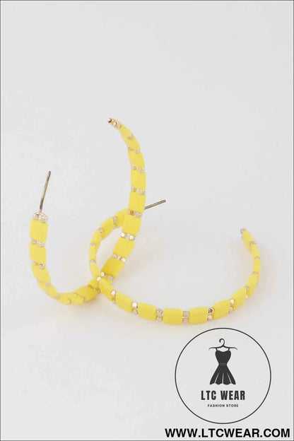 Square Beaded Hoop Earrings