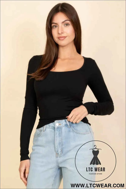 Square Neck Long Sleeve Top