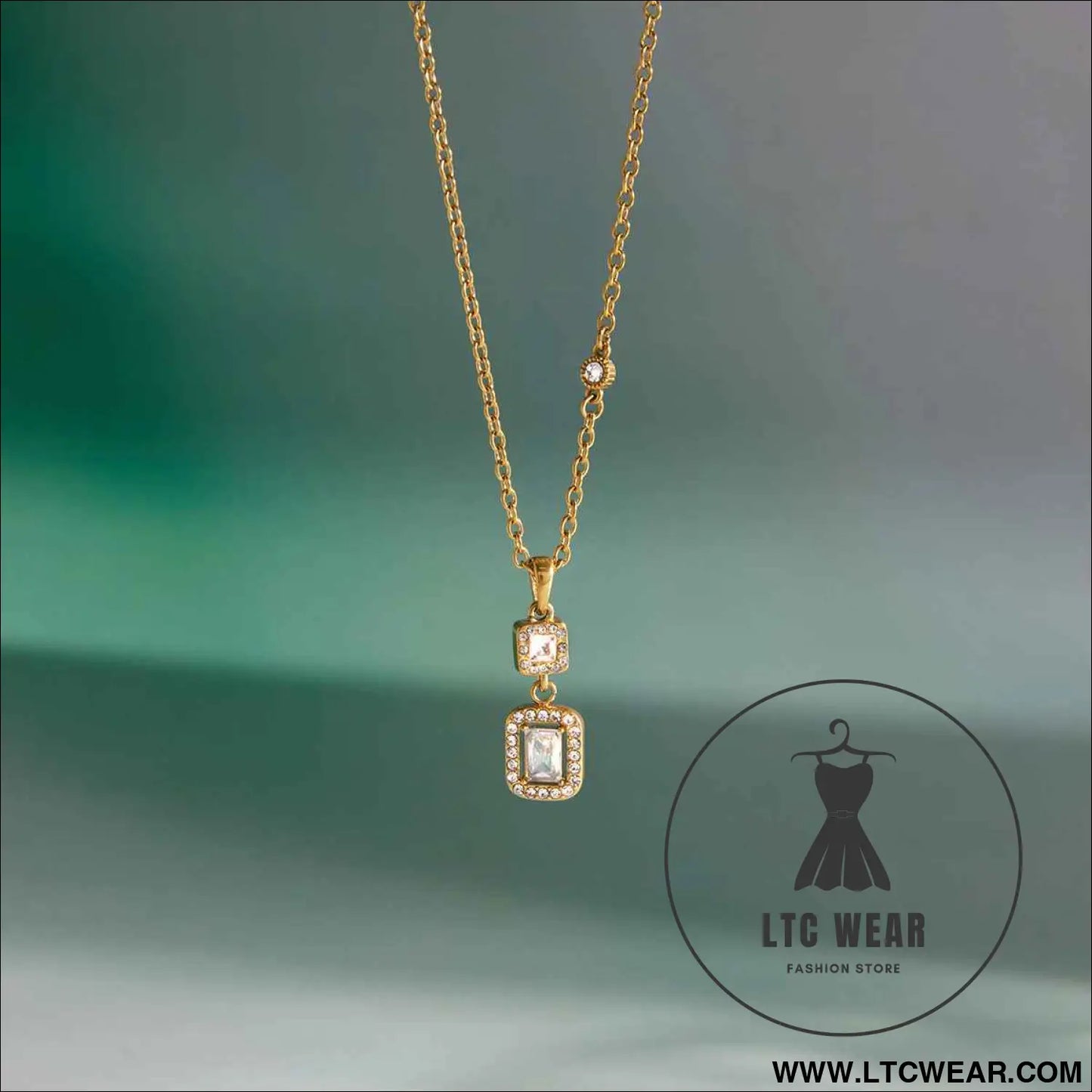 Square Zircon Pendant Necklace Collection