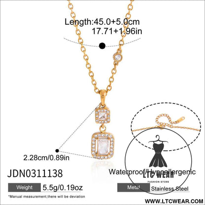 Square Zircon Pendant Necklace Collection