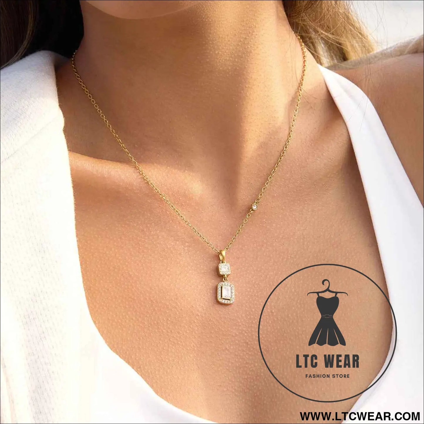 Square Zircon Pendant Necklace Collection