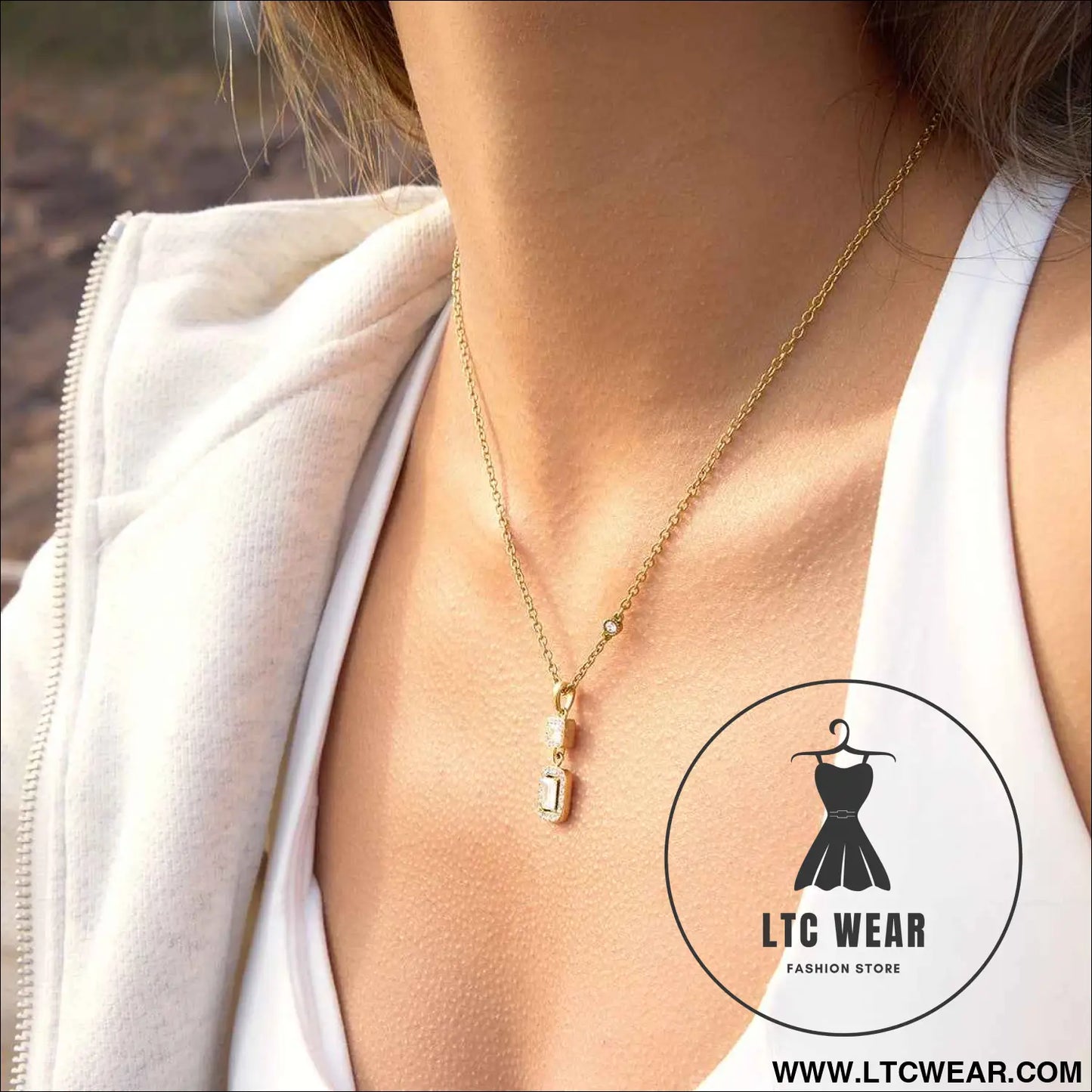 Square Zircon Pendant Necklace Collection