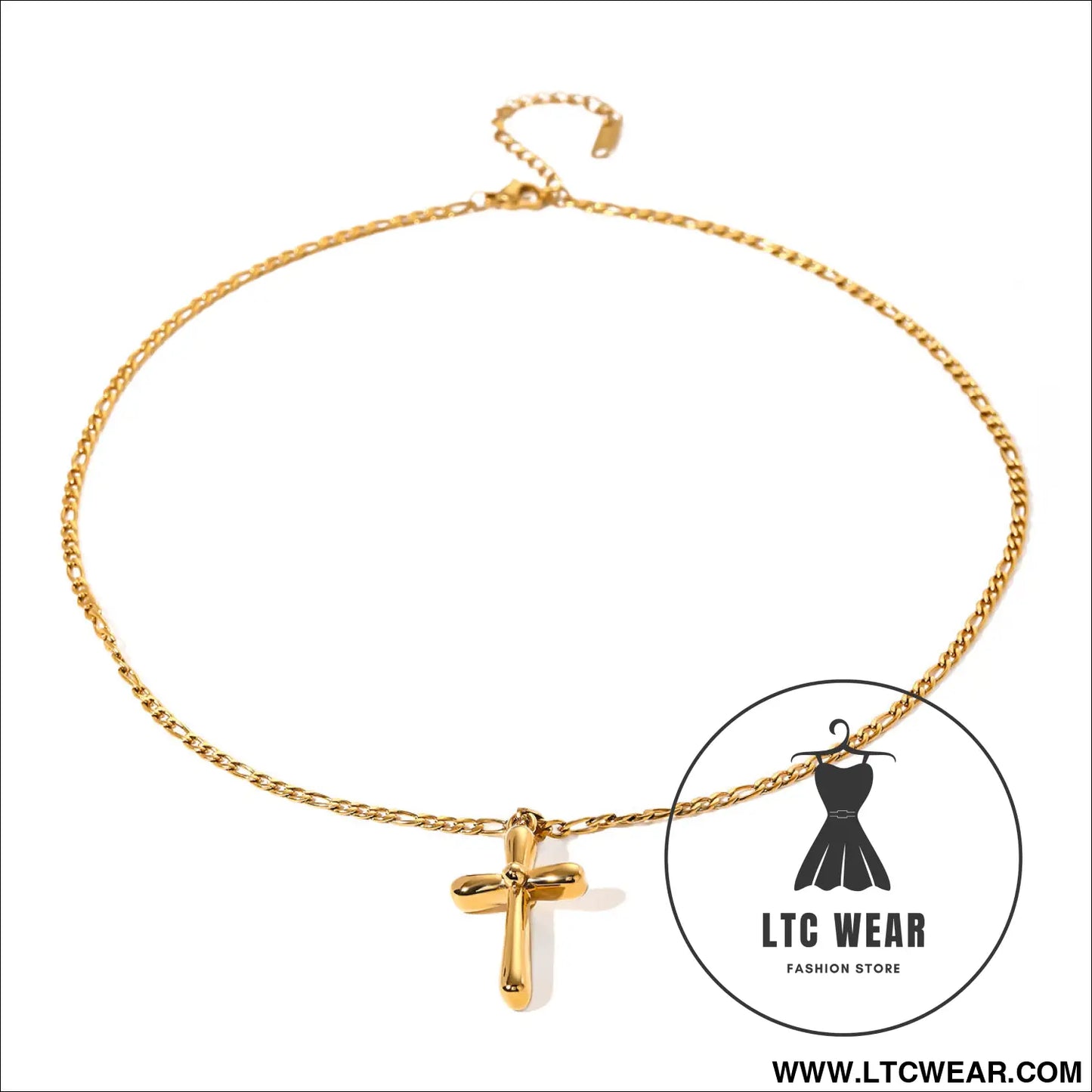 Stainless steel cross necklace - gold / one size