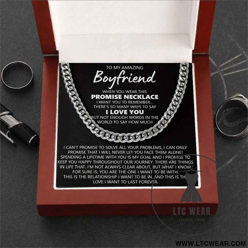 Stainless steel necklace for men - necklace + b card light box