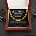 Stainless steel necklace for men - necklace (gold) + a card light box