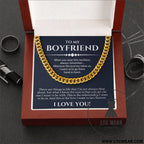 Stainless steel necklace for men - necklace (gold) + c card light box