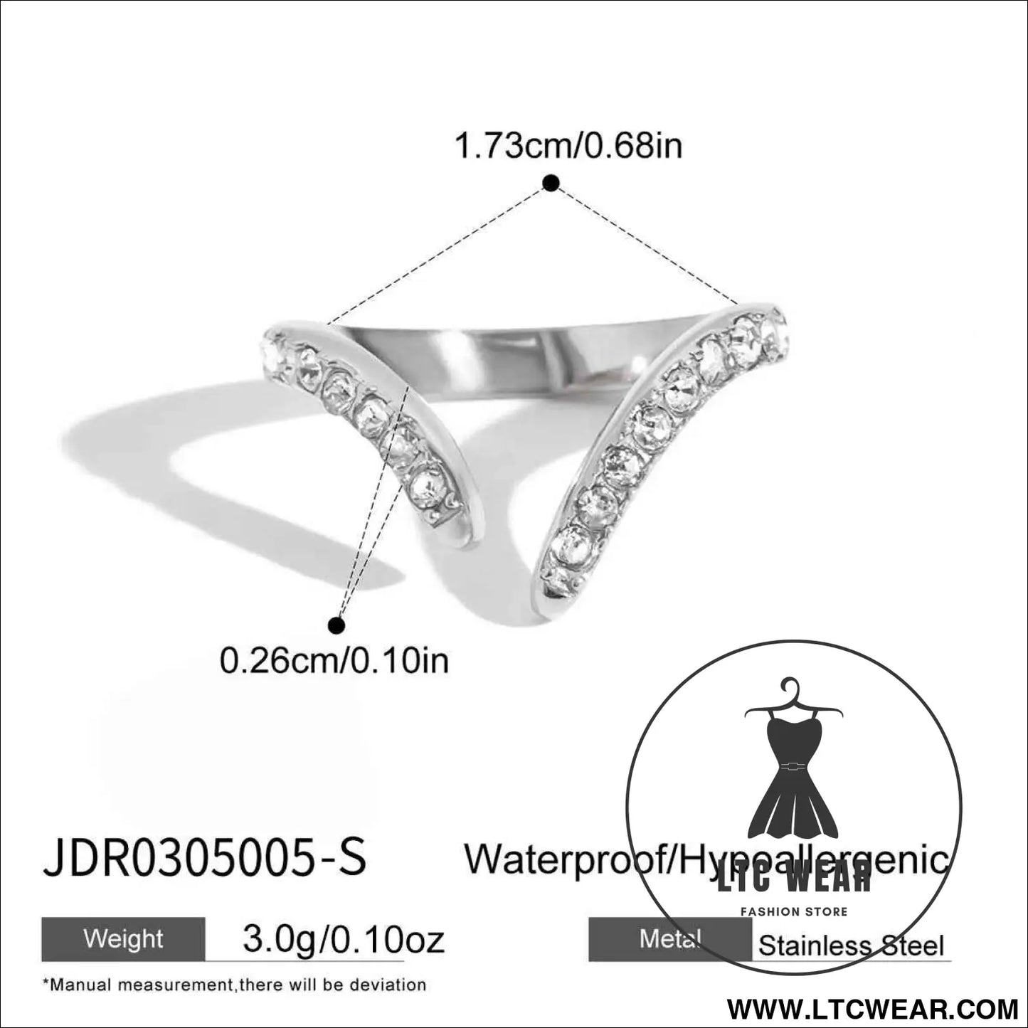 Stainless Steel Zircon Open Ring Collection