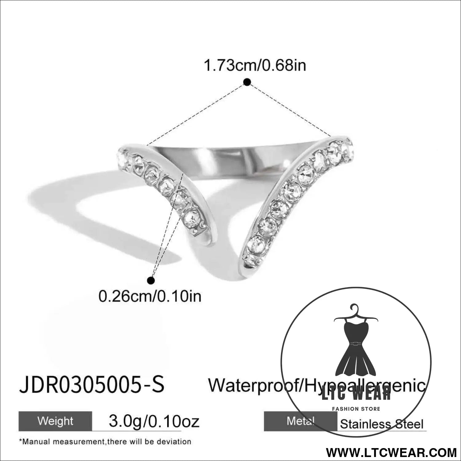 Stainless Steel Zircon Open Ring Collection