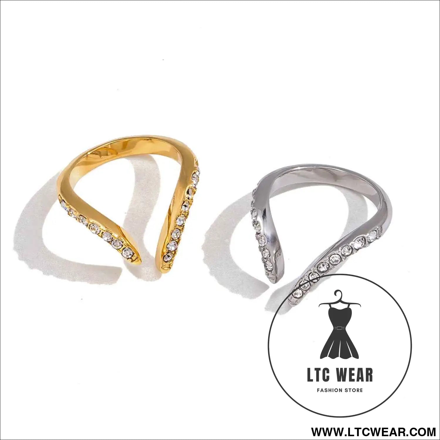 Stainless Steel Zircon Open Ring Collection