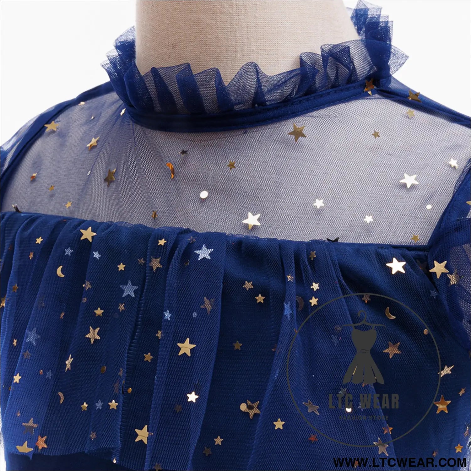 Star mesh dress for girls princess dress with layered cake skirt holiday children’s formal dress