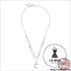Starlight moon pure silver s925 plated necklace - bsn038 / sterling silver 925