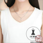 Starlight moon pure silver s925 plated necklace - bsn038 / sterling silver 925